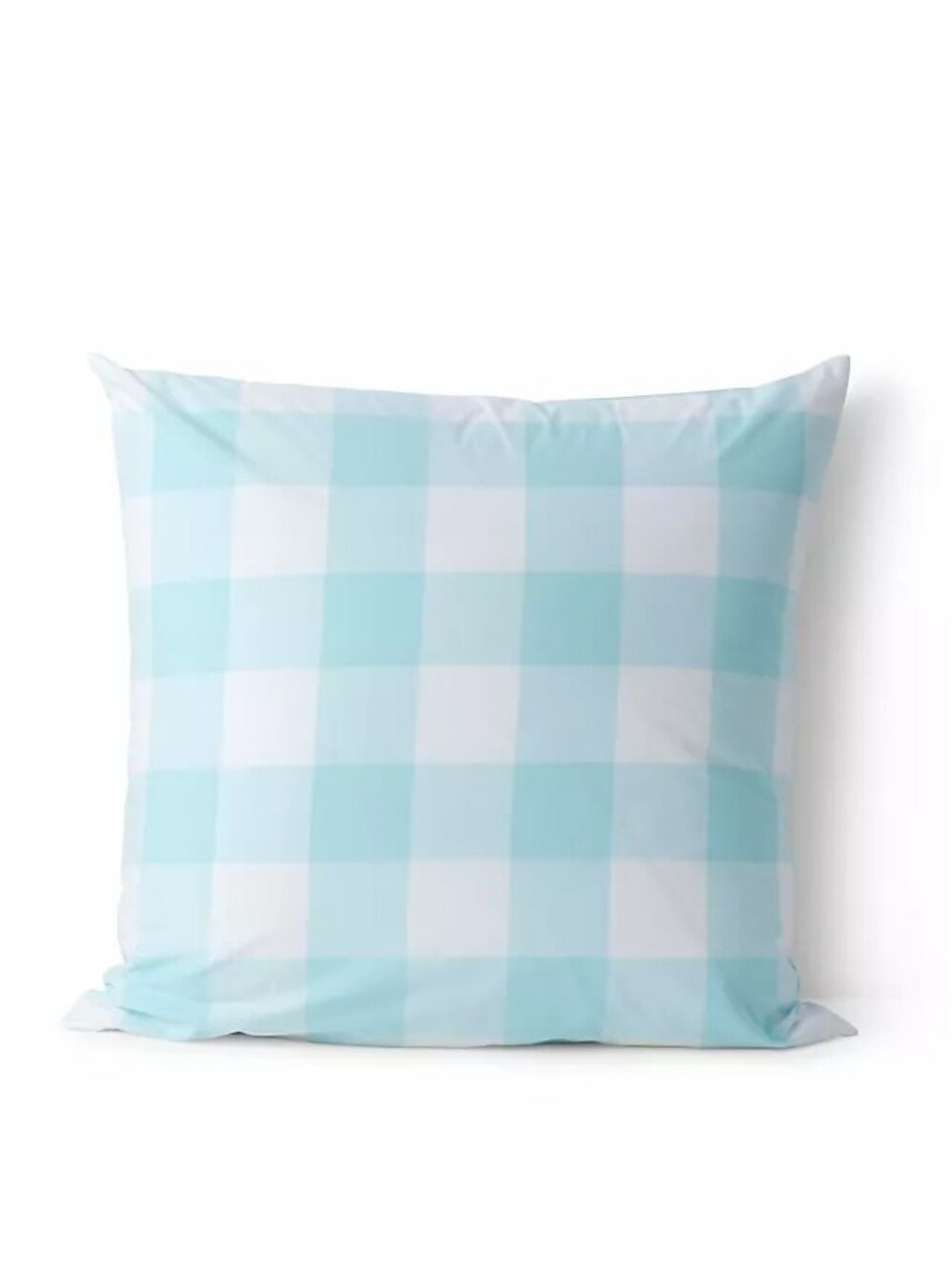 Lands End Euro Square (Set of 2) Large Light Blue Gingham Cotton Percale Shams 